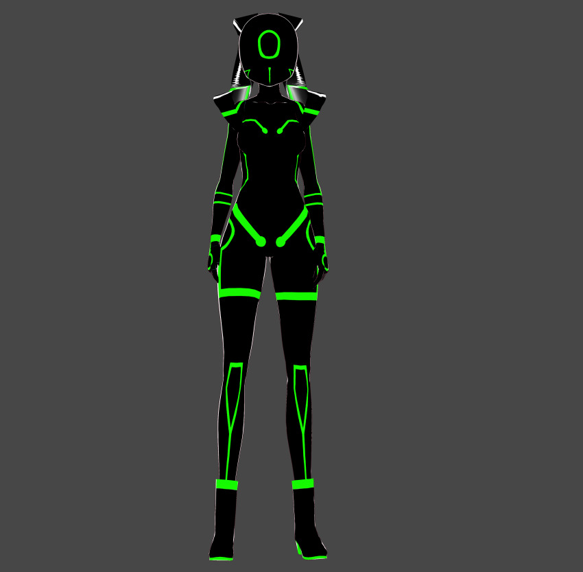 3d alema_(symbioticjoako) alien alien_girl ben_10 bodysuit crossover female_only femsub glowing grey_background mask shoulder_pads simple_background solo standing standing_at_attention star_wars symbiote symbioticjoako tech_control upgrade_(ben_10)