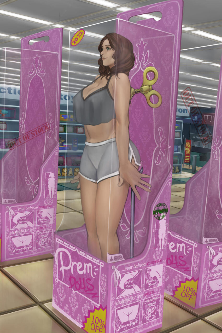 3d brown_hair dollification femsub happy_trance jack0lero packaged sale sex_toy smile standing_at_attention wind-up_key