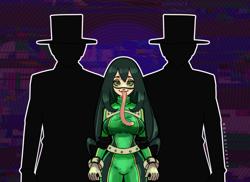 femdom femsub gangstargab happy_trance hat long_hair maledom my_hero_academia spiral_eyes tsuyu_asui