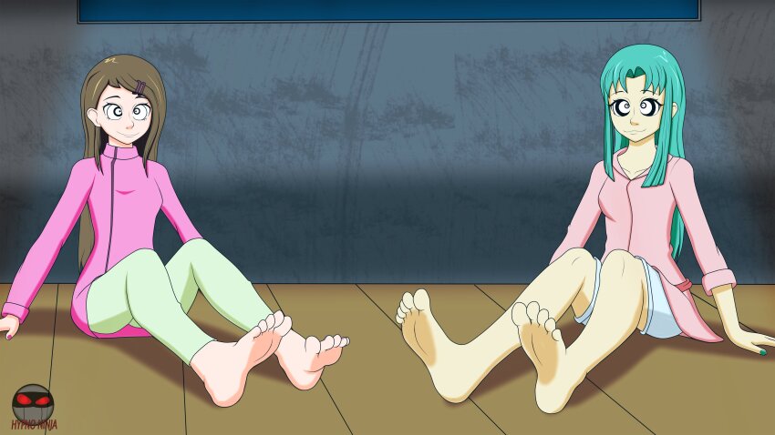 barefoot brown_hair digimon digimon_adventure_02 feet femsub green_hair happy_trance hypno_ninja kari_kamiya long_hair luna yu-gi-oh! yu-gi-oh!_5d's