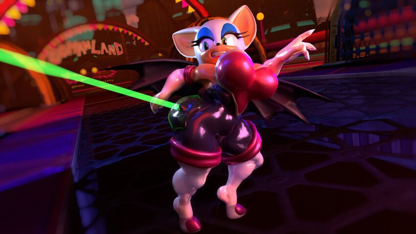 3d absurdres altered_common_sense animal_ears bat_girl bat_wings clothed female_only femsub furry high_heels huge_breasts huge_hips palisal rouge_the_bat sonic_the_hedgehog_(series)