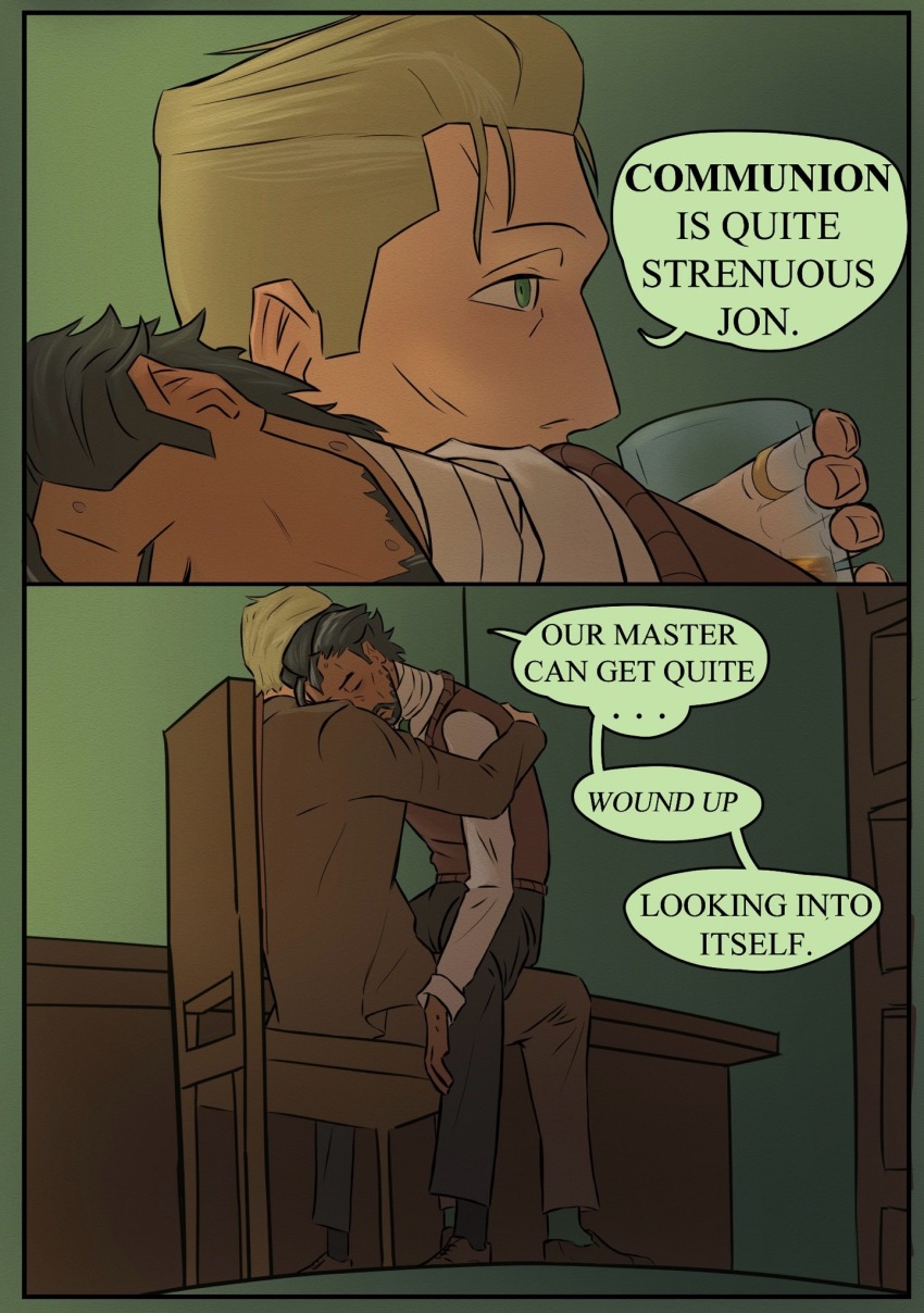 chair comic elias_bouchard jonathan_morris male_only sitting sleeping sweetmapple the_magnus_archives yaoi