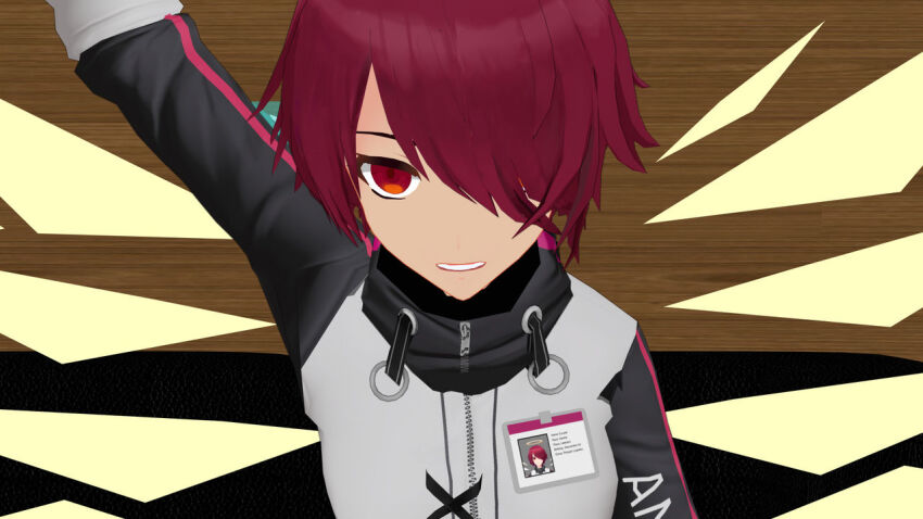 3d airmotor angel angel_girl arknights arm_levitation clothed coat couch empty_eyes exusiai_(arknights) female_only femsub hair_covering_one_eye halo heavy_eyelids hoodie id_card jacket mmd office open_mouth red_eyes red_hair short_hair sitting texas_(arknights) traditional_hypnosis wings zipper