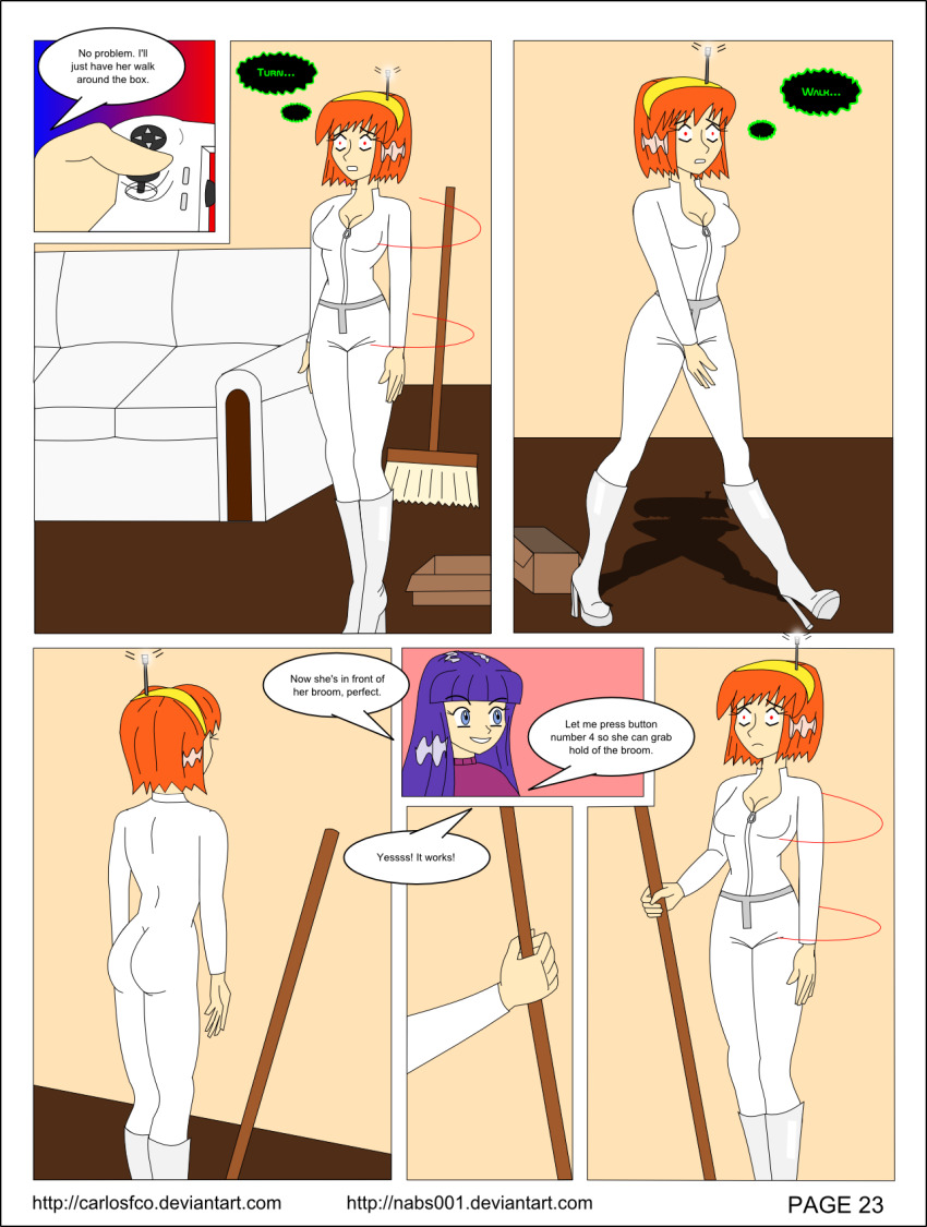 april_o&#039;neil ass carlosfco comic dialogue fembot femdom femsub kigi_(carlosfco) large_breasts long_hair maid nabs001_(colorist) orange_hair original purple_hair short_hair tech_control teenage_mutant_ninja_turtles text