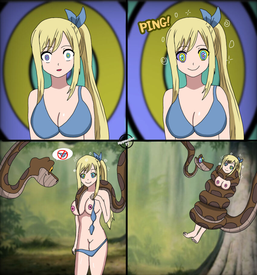 comic disney fairy_tail femsub happy_trance hypnobot771 kaa kaa_eyes large_breasts lucy_heartfilia nipples snake swimsuit the_jungle_book