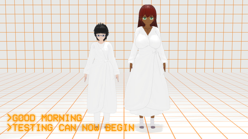 3d age_difference blender blue_eyes clothed dark_skin dress femboy femsub freckles glasses green_eyes grey_hair happy_trance huge_breasts joshua_gray_(mintyboi) koikatsu! light_skin long_hair malesub mind_break mintyboi nail_polish nightgown pajamas pants red_hair robe samantha_hubbard_(mintyboi) short_hair size_difference smile socks standing thick_thighs thighs wide_hips