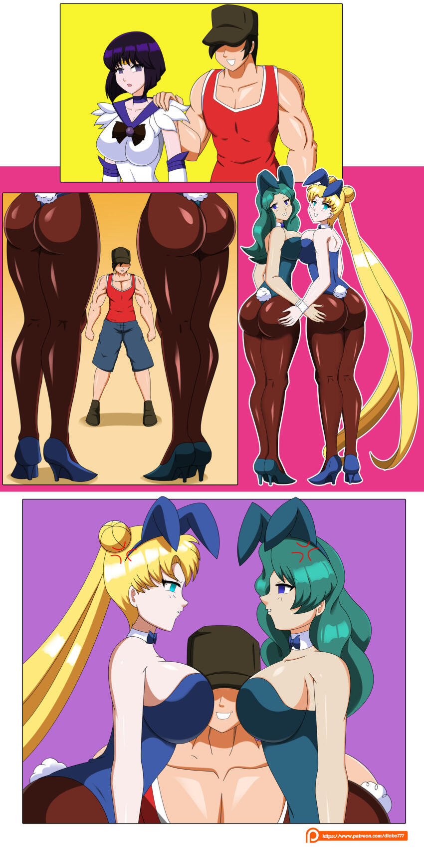 angry ass bunny_ears bunny_girl bunnysuit comic dlobo777 empty_eyes sailor_moon sailor_moon_(series) sailor_neptune sailor_saturn tech_control