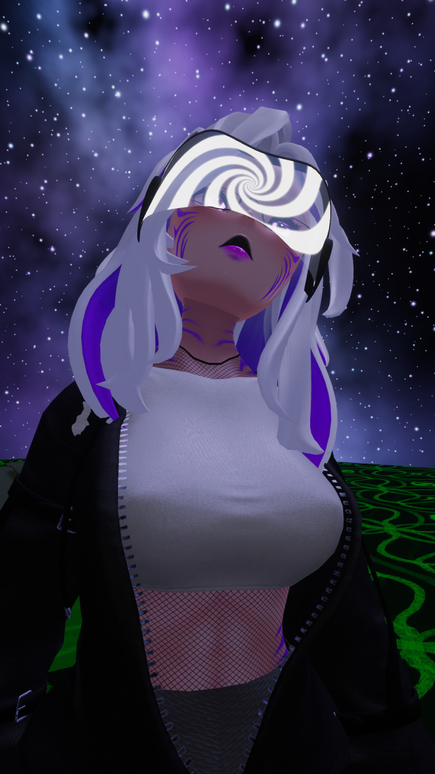 3d animal_ears clothed female_only femsub hoodie purple_eyes solo spiral standing tech_control vrchat white_hair