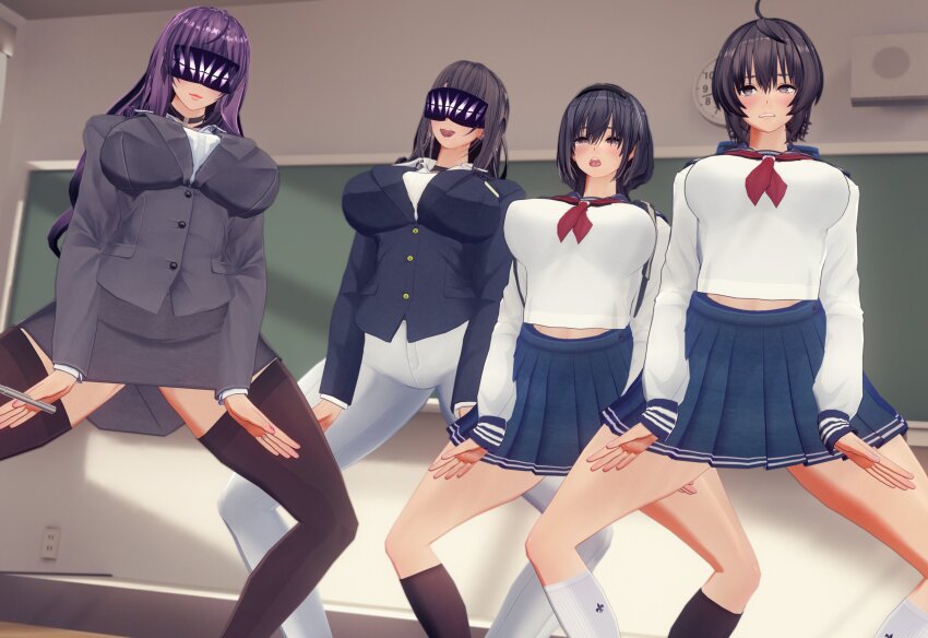 3d ahoge bangs black_hair blackboard brown_eyes brown_hair classroom corruption custom_maid_3d_2 drool female_only femdom femsub haigure happy_trance headdress huge_breasts hypnotized_dom hypnotized_hypnotist kasarou large_breasts long_hair milf multiple_girls multiple_subs nail_polish open_mouth original pants purple_hair school_uniform short_hair skirt smile socks spread_legs squatting standing standing_at_attention teacher teacher_dom tears tech_control thighhighs tongue tongue_out trapped visor wide_hips