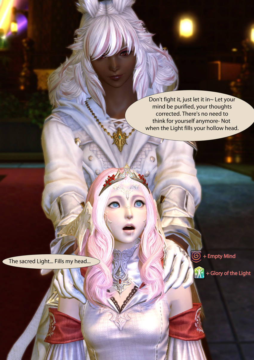 3d comic empty_eyes female_only final_fantasy final_fantasy_xiv gameplay_mechanics pink_hair rosera