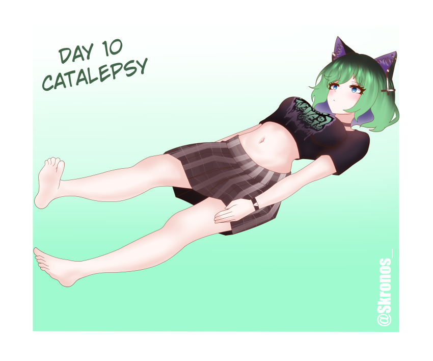 absurdres catalepsy expressionless feet hypnovember kronobas28 legs_up navel original simple_background sinead_(kronobas28) skirt