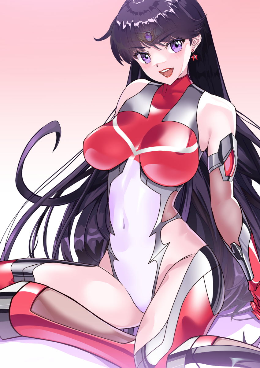 arioncanvas corruption earrings eyebrows_visible_through_hair latex leotard lipstick navel opera_gloves posing sailor_mars sailor_moon_(series) taimanin_(series)