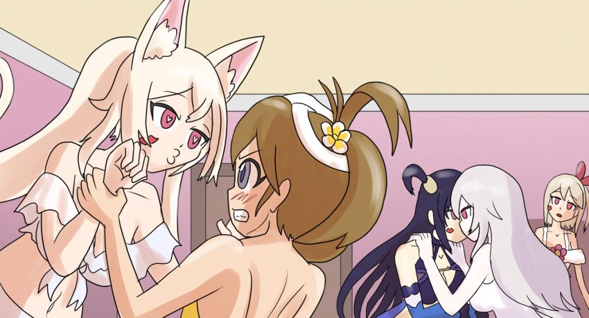 animal_ears blonde_hair brown_hair echo_(world_flipper) empty_eyes female_only femsub grey_eyes hair_ornament heart_eyes hypnotic_kiss lipstick_mark memetic_control mythkaz phytica_(world_flipper) pink_eyes primula_(world_flipper) resisting stella_(world_flipper) symbol_in_eyes tagme white_hair world_flipper yuna_(world_flipper)