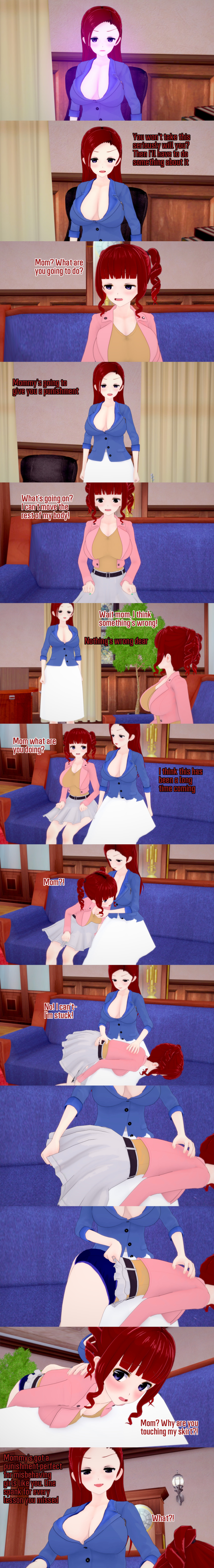 absurdres altered_common_sense angry aware blue_eyes body_control clothed confused dialogue english_text female_only femsub jessica_(ophelia's_dollhouse) long_hair milf mother_and_daughter multiple_girls multiple_subs ophelia's_dollhouse red_hair text zenin1