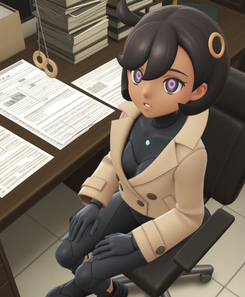 ai_art artist_request black_hair emma_(pokemon) empty_eyes femsub nintendo pokemon pokemon_legends_z-a short_hair