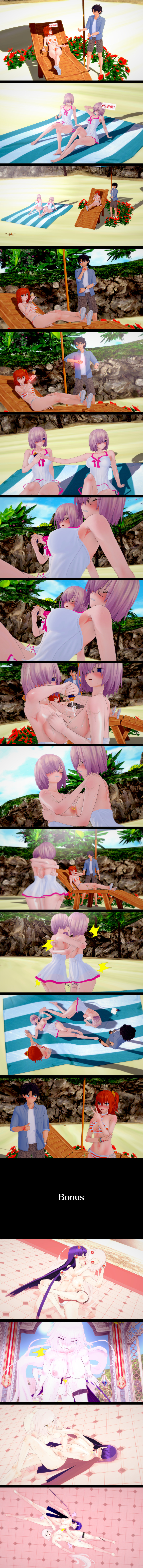 3d absurdres beach black_hair blush breasts breath cleavage collarbone english_text erect_nipples erect_nipples_under_clothes evil_smile fate/grand_order fate_(series) femdom femsub flower gameplay_mechanics green_eyes hair_covering_one_eye hard_translated hypnotic_tattoo jeanne_alter kissing large_breasts magic maledom mashu_kyrielight multiple_doms multiple_girls multiple_subs nipples notingles on_back orgasm pink_hair purple_eyes purple_hair red_hair resisting ritsuka_fujimaru_(female) ritsuka_fujimaru_(male) saint_martha selfcest sequence sex short_hair side_ponytail smile swimsuit symmetrical_docking tattoo text translated unfocused_eyes unhappy_trance v very_long_hair white_hair yellow_eyes yuri