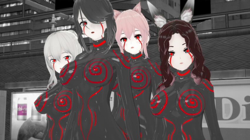 blake_(blakiee) cat_ears crimson_lullaby dronification jamie_(blakiee) latex liz_(blakiee) milena milena_(milena) symbol_in_eyes tagme