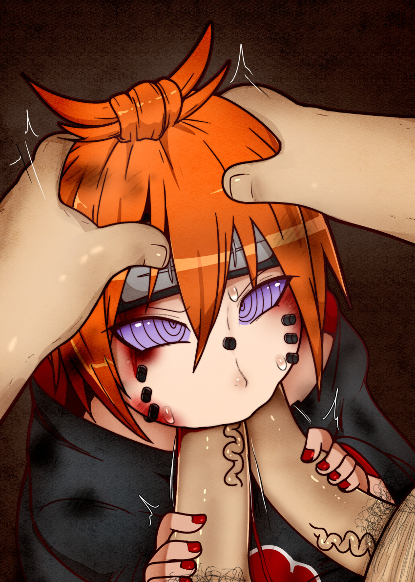 ajisai alternate_costume alternate_hair_color animal_path blood double_fellatio double_handjob faceless_male fellatio femsub hand_on_head handjob male_pov maledom nagato_(naruto) nail_polish naruto_(series) necrophilia nekosatsu1 oral orange_hair pain_(naruto) petite piercing possession pov pov_dom rinnegan short_hair sweat symbol_in_eyes threesome