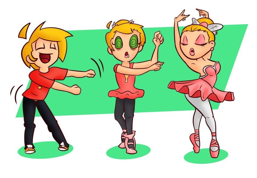 ballerina blonde_hair breasts dancing drool green_eyes large_breasts original sequence sirsluggle spiral_eyes symbol_in_eyes transformation transparent_background