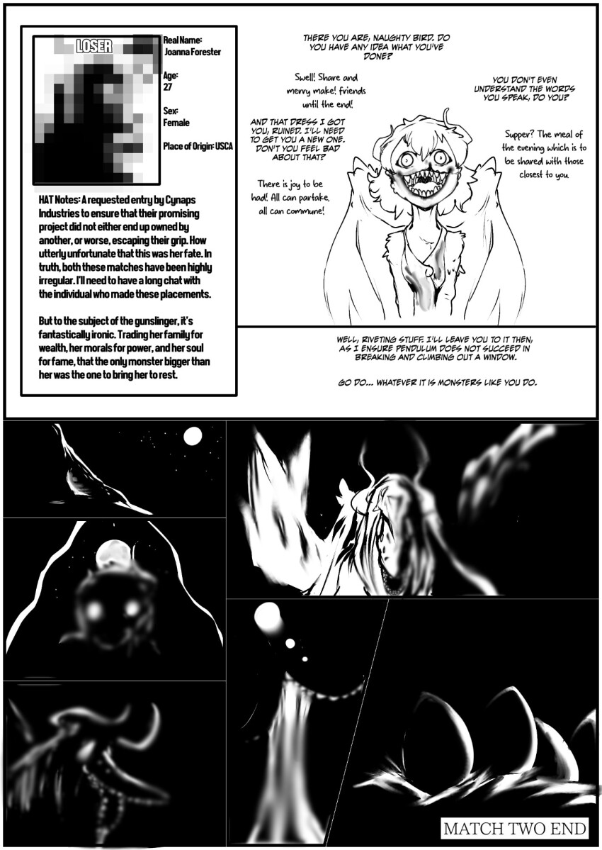 blood censored clothed death dialogue english_text faetomi female_only femdom femsub multiple_girls original short_hair siren text