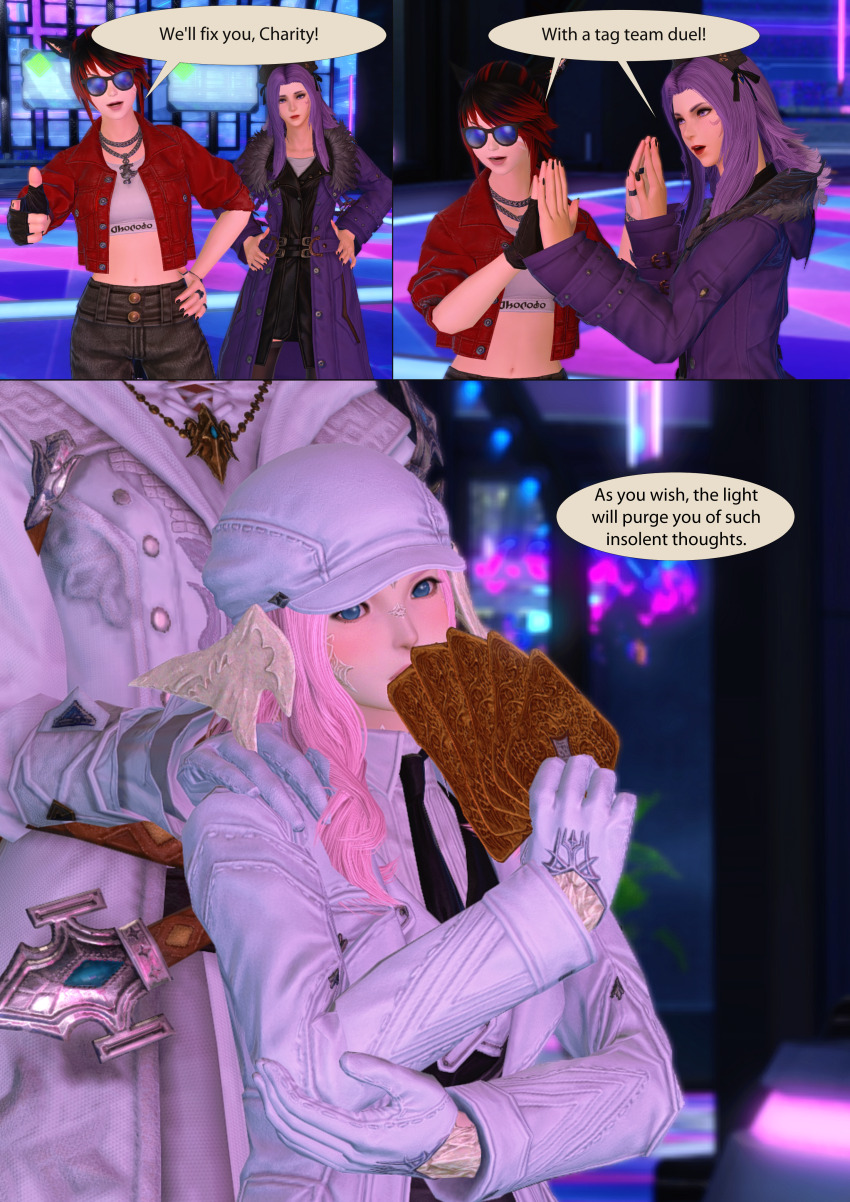 3d comic empty_eyes female_only final_fantasy final_fantasy_xiv pink_hair rosera