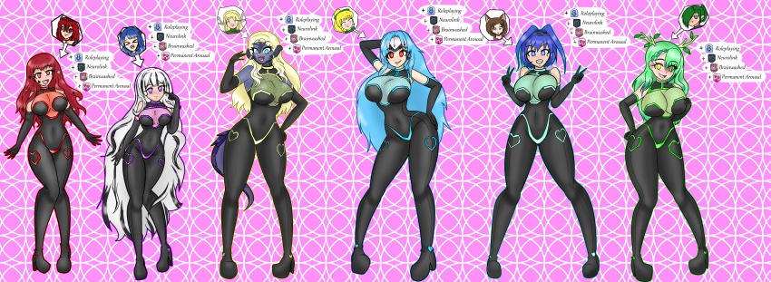 alternate_costume bandai_namco black_hair blonde_hair blue_hair bodysuit breasts brown_hair capcom ceres_fauna character_request charm_(spell) copyright_request crossover drone dronification elf_ears english_text fem_alex_(drgnmastralex) femsub final_fantasy final_fantasy_xiv fire_emblem fire_emblem_engage green_hair hair_covering_one_eye happy_trance heart heart_eyes hololive horns identity_swap kai_hyouka_(sleepy_kai) kerc_(kerc) kos-mos kronii_ouro large_breasts long_hair luna_sapphirestar_(lunabunnylili) megaman_(series) mitsuko_(goddessmitsuko) multicolored_hair multiple_girls multiple_subs nintendo original red_hair roll sadu_dotharl short_hair sleepy_kai smile speech_bubble square_enix symbol_in_eyes tagme text very_long_hair veyle_(fire_emblem) white_hair xenosaga yunaka_(fire_emblem)
