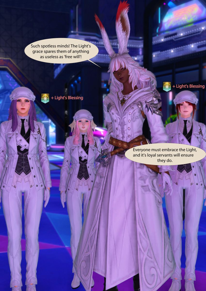 3d comic empty_eyes female_only final_fantasy final_fantasy_xiv gameplay_mechanics pink_hair rosera uniform