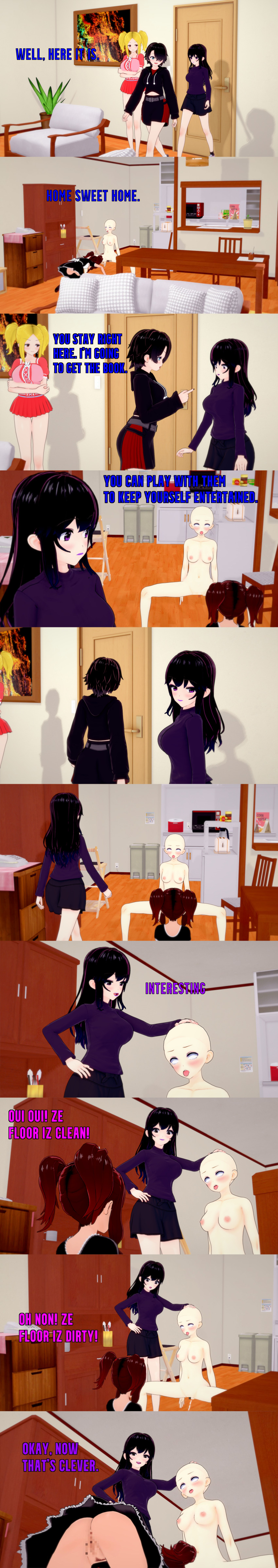 absurdres bald black_hair blonde_hair blue_eyes breasts brown_eyes brown_hair censored clothed dialogue emma_(madjacks) english_text female_only femdom femsub hair_covering_one_eye koki_(witch) kurai_(witch) long_hair mad_jacks maid mia_(witch) multiple_girls multiple_subs nipples nude ophelia's_dollhouse ophelia_(ophelia's_dollhouse) pee_drinking pubic_hair purple_eyes pussy short_hair squatting text urination white_eyes whitewash_eyes