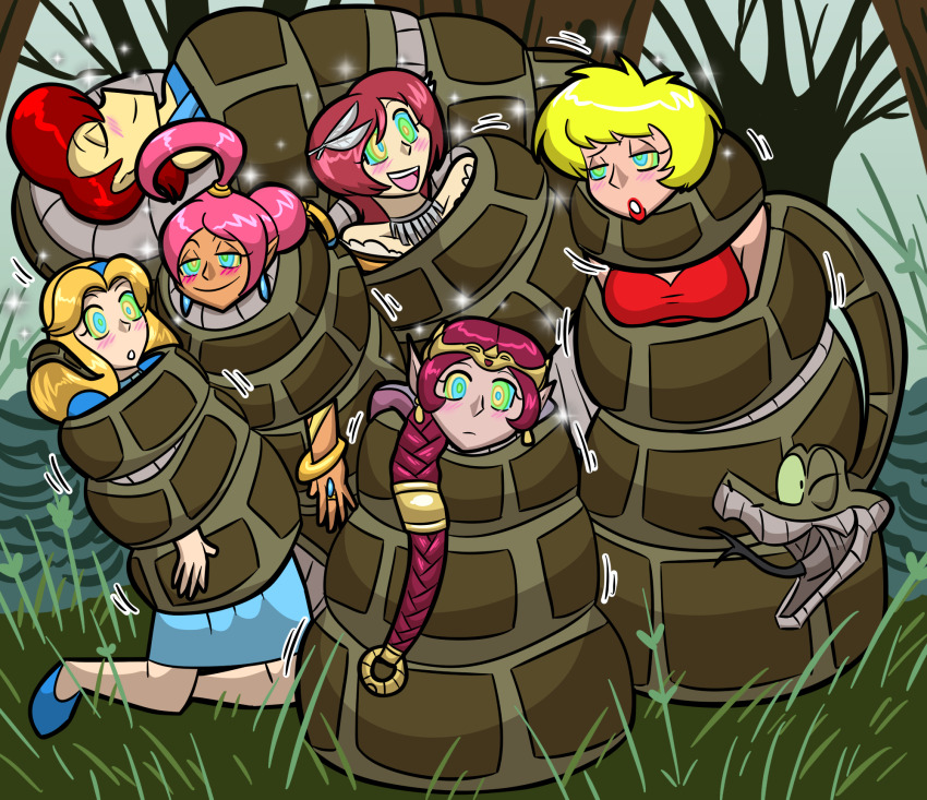 bare_shoulders black_eyes blonde_hair blush bondage breasts closed_eyes clothed coils crossover dark_skin disney earrings elf_ears expressionless femsub genie glowing hair_ornament hanging_down happy_trance harem jewelry kaa kaa_eyes kneeling long_hair looking_at_viewer lying madonna_(sonic) maggotmike maledom maria_robotnik merlina_the_wizard multiple_girls multiple_subs one_eye_open open_mouth outdoors pink_hair ponytail princess princess_elise purple_hair red_hair restrained sally_acorn shahra short_hair smile snake sonic_the_hedgehog_(series) sparkle the_jungle_book tongue tongue_out wink wizard yellow_sclera