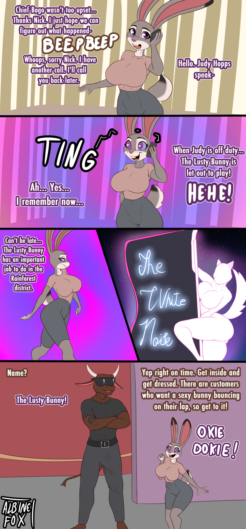 albinefoxxo bouncer bunny_girl comic furry happy_trance hypnotic_audio judy_hopps mantra multicolored_eyes phone spiralwash_eyes trigger unaware zootopia