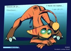 ass barcode caption drone dronification erection expressionless flexible furry glowing glowing_eyes heart heromanchik213_(manipper) jack-o_pose male_only malesub manip non-human_feet penis precum ratchet ratchet_and_clank solo t.w. tail text whitewash_eyes rating:Explicit score:46 user:Heromanchik213