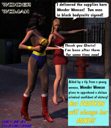 3d black_hair blonde_hair boots captainzammo dc_comics dialogue dress female_only high_heels super_hero text western wonder_woman rating:Safe score:5 user:briantk