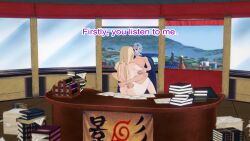 3d blonde_hair blue_hair bottomless dialogue dogdog english_text femsub maledom mask naruto_(series) nude text topless tsunade rating:Explicit score:0 user:Bootyhunter69