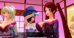3d blush breasts brown_hair confused dialogue female_only femdom femsub green_eyes happy_trance hat japanese_clothing kamen_writer_mc kimono large_breasts lipstick long_hair magician mc_trap_town multiple_girls multiple_subs ponytail red_eyes red_hair red_lipstick rina_(mc_trap_town) screenshot smile spiral_eyes standing standing_at_attention symbol_in_eyes text translated twintails white_hair rating:Questionable score:5 user:Amazingbrahjr