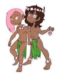 anklet barefoot brown_hair dark_skin feet flower happy_trance male_only malesub mr.h necklace open_mouth original pink_eyes pink_hair pink_hibiscus_resort shota smile symbol_in_eyes topless western rating:Questionable score:28 user:Mr.H