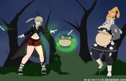 bbw blonde_hair breasts chubby eruka_frog fat female_only femdom femsub frog glowing glowing_eyes green_eyes hat large_breasts long_hair m-a-v-e-r-i-c-k maka_albarn soul_eater tongue tongue_out twintails weight_gain rating:Questionable score:11 user:Kiseren