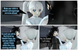 3d absurdres blake_belladonna collar comic female_only femsub graybot multiple_girls rwby tagme tech_control tepmarmy text weiss_schnee rating:Questionable score:10 user:BlueMonday1984