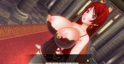 3d breasts custom_maid_3d_2 dialogue kamen_writer_mc large_breasts long_hair mc_trap_town red_hair rina_(mc_trap_town) text translated rating:Explicit score:5 user:7777777