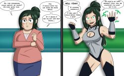bbw before_and_after blush breasts cleavage corruption fat female_only femsub flexing green_eyes green_hair happy_trance inko_midoriya large_breasts long_hair muscle_girl my_hero_academia polmanning text transformation rating:Questionable score:121 user:PolManning