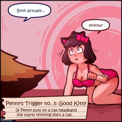 animal_ears black_hair blush brushie_art caption cat_ears cat_girl comic consensual dialogue drool femsub happy_trance kneeling maledom original parker_(brushie_art) penny_(brushie_art) pet_play text trigger wholesome rating:Questionable score:124 user:Brushie_Art