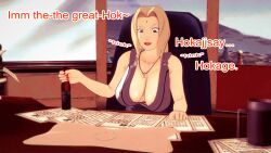 aware beer blonde_hair breasts brown_eyes clothed dialogue dogdog drunk english_text female_only naruto_(series) necklace solo text tsunade rating:Safe score:2 user:Bootyhunter69