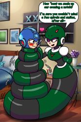 blush capcom coils dialogue femdom malesub megaman megaman_(series) monster_girl naga_girl robot snake_girl text thescaletrain viper_woman_(thescaletrain) wink rating:Safe score:29 user:Sleepyhead97