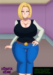 android_18 blonde_hair dragon_ball dragon_ball_z fat female_only hinata-hime tech_control text rating:questionable score: user:hinata-hime