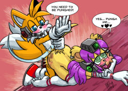 ass blush bruise femsub fox_boy furry helmet hypnotic_accessory maledom miles_tails_prower mina_mongoose mongoose_girl omegazuel ring_eyes sonic_the_hedgehog_(series) spanking tech_control text rating:Explicit score:85 user:AngelCam7