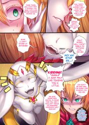 absurdres comic demon_girl ibenz009 monster_girl original speech_bubble text thought_bubble white_skin rating:Questionable score:12 user:sk00