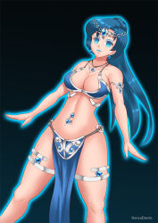 blue_hair breasts cleavage earrings empty_eyes expressionless female_only gradient_background hadant harem_outfit jewelry large_breasts lipstick loincloth long_hair makeup midriff navel_piercing necklace piercing sailor_mercury sailor_moon_(series) signature simple_background solo transformation watermark rating:Questionable score:34 user:TheGoodShank