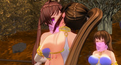 3d breasts brown_hair custom_maid_3d_2 female_only femdom femsub happy_trance harem harem_outfit kissing large_breasts multiple_girls pink_eyes sennoudaisuki yuri rating:Questionable score:5 user:YuriLover2