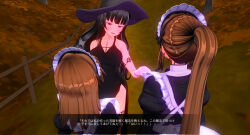 3d black_hair breasts brown_hair custom_maid_3d_2 female_only femdom femsub happy_trance hat large_breasts maid purple_eyes sennoudaisuki tattoo text translated tribal_tattoo witch witch_hat rating:Questionable score:5 user:YuriLover2