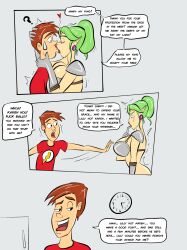 adltoons bikini_armor bottomless breasts comic femsub green_hair heterosexual huge_breasts kissing large_breasts maledom milf original short_hair tears text topless undressing_command western rating:Questionable score:18 user:AcidPanic