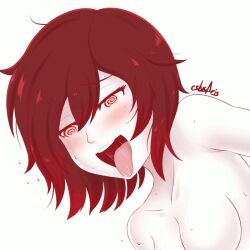 ahegao animated animated_eyes_only animated_gif blush breasts cslucaris drool female_only femsub happy_trance manip naughty_face open_mouth red_hair ruby_rose rwby short_hair simple_background sleepyowl_(manipper) solo spiral_eyes sweat symbol_in_eyes tears tongue tongue_out topless white_background rating:Questionable score:75 user:SleepyOwl
